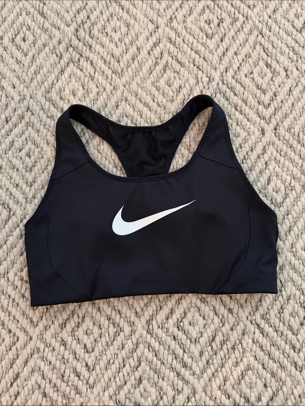 Nike Black Sports Bra with White Swoosh - Racerback Support
